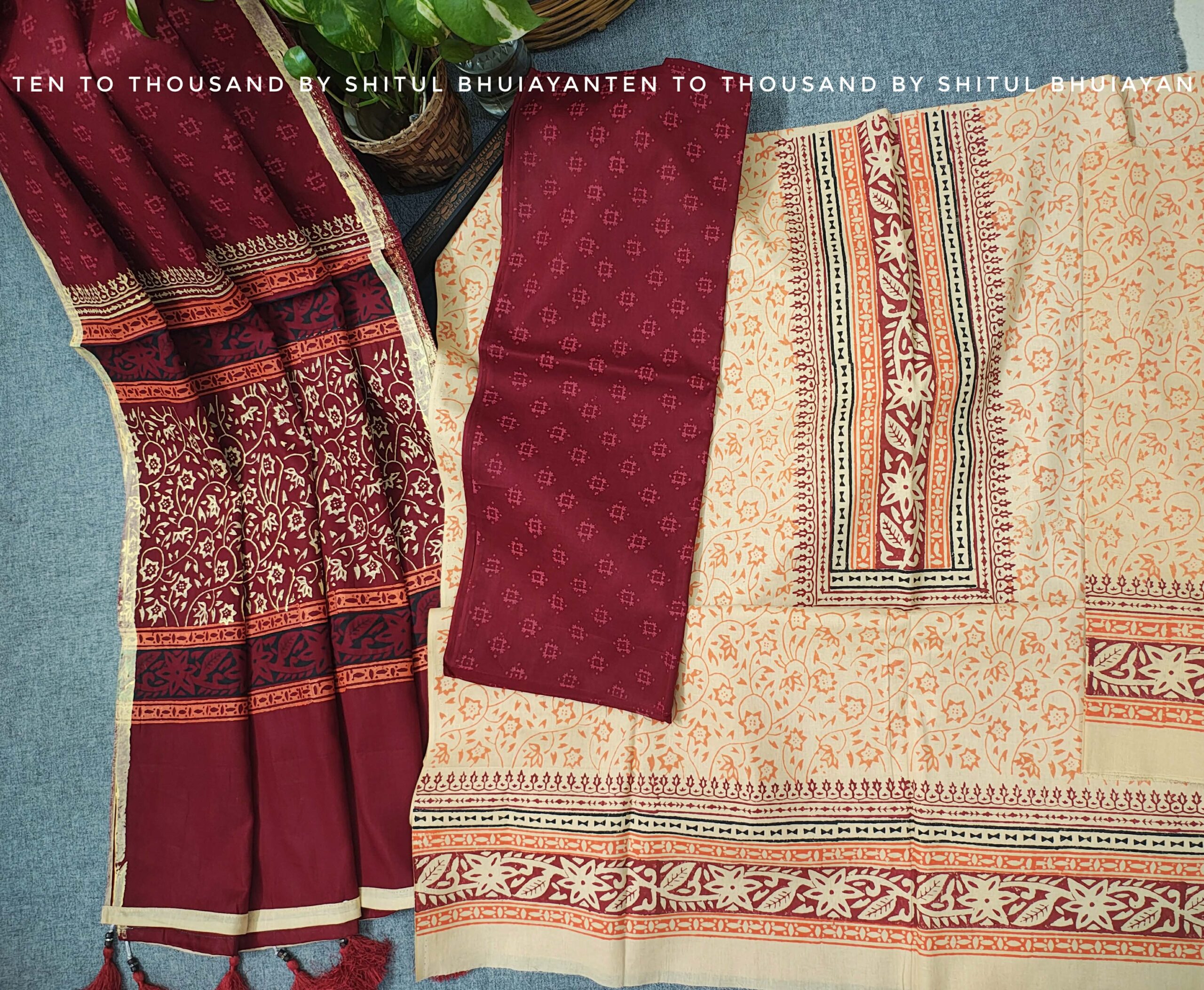 মেরুন ঘিয়ে থ্রি পিস - Image 2